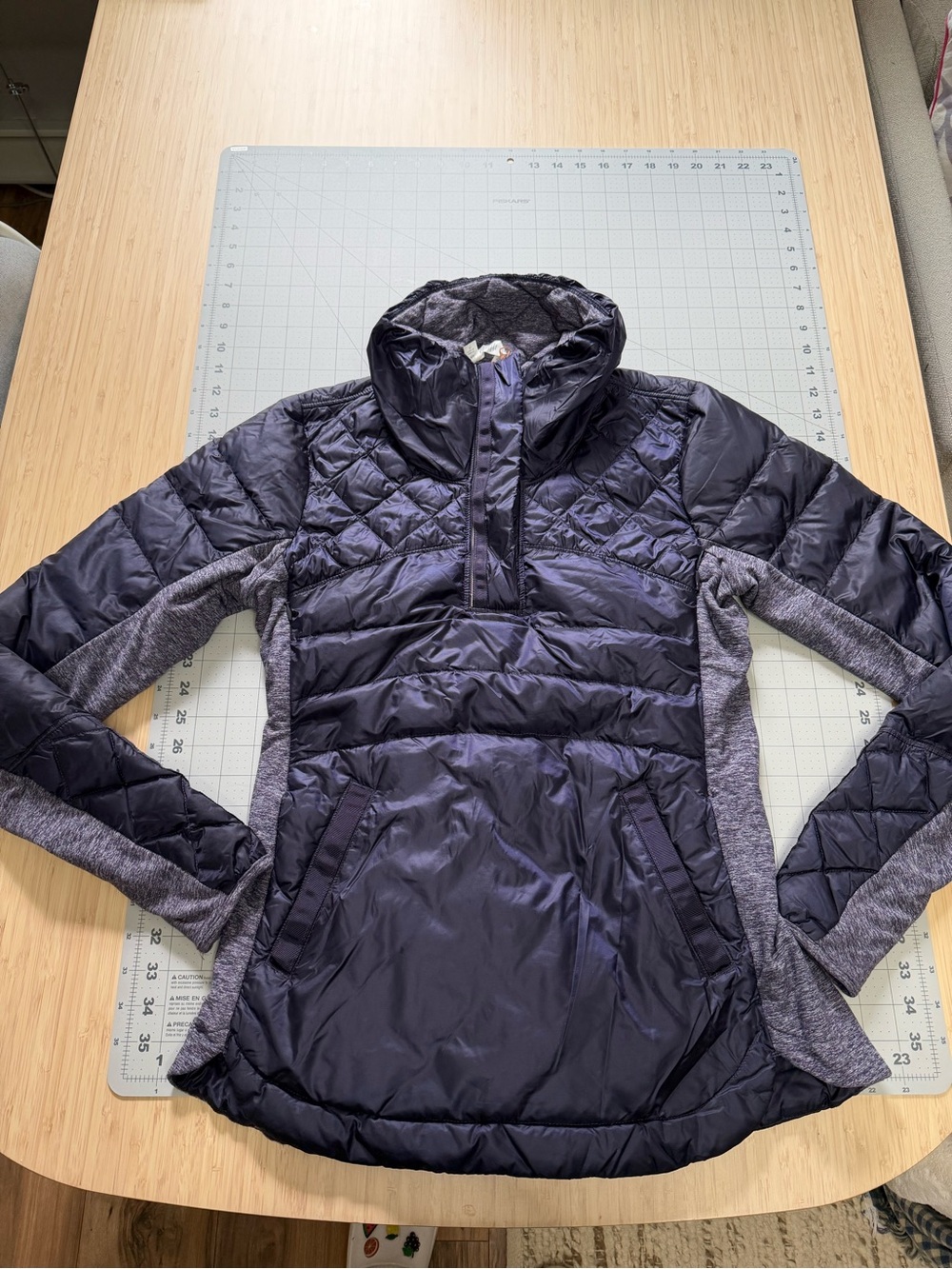lululemon athletica Navy and Heather Gray Quilted Half-Zip Hooded Puffer